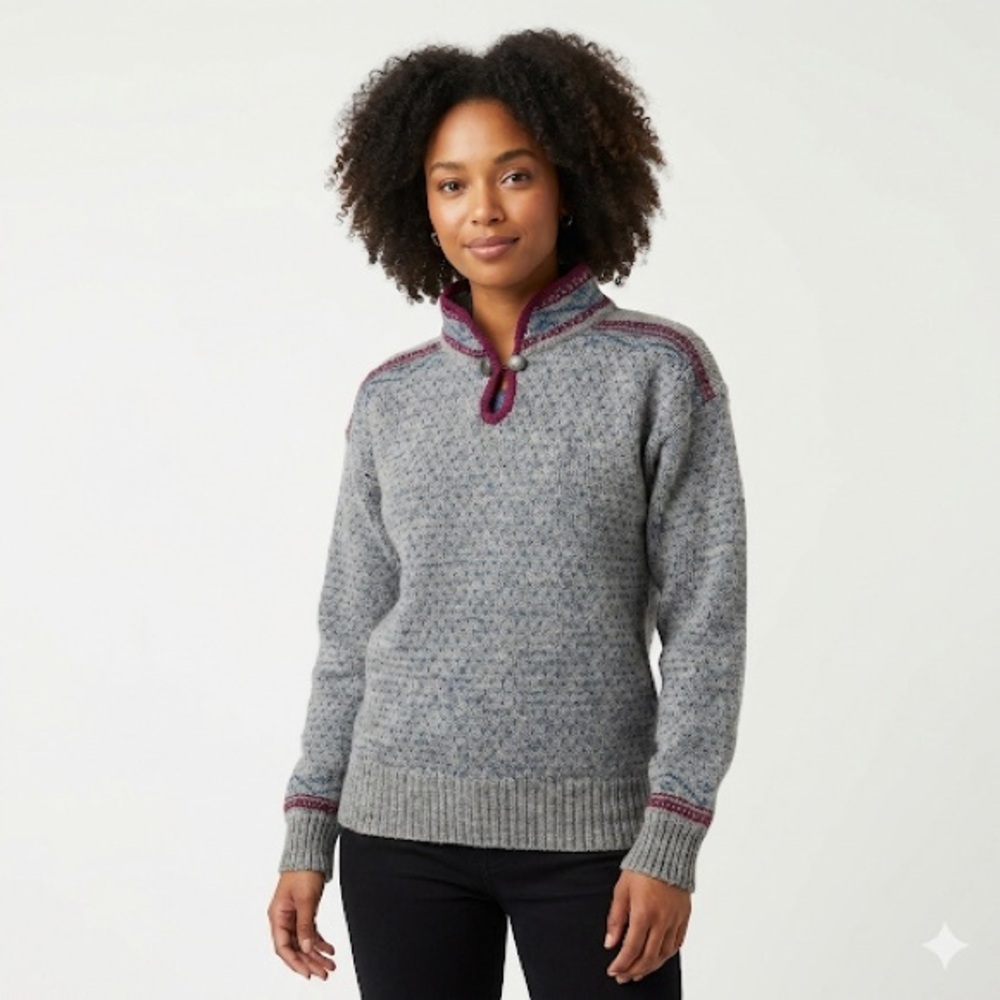 Alps wool sweater womens heritage knit mock neck pullover medium